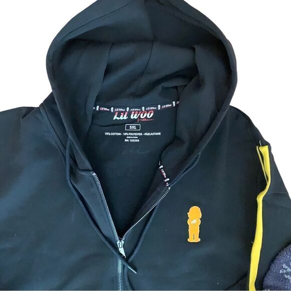 Lil Woo Black Striped Hoodie Graphic Size 5XL New With Tags - Picture 7 of 8